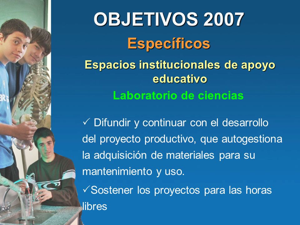 Espacios institucionales de apoyo educativo Laboratorio de ciencias