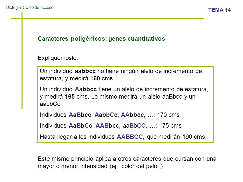 Caracteres poligénicos: genes cuantitativos