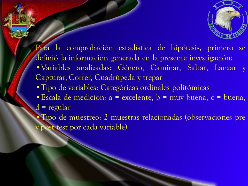 Para la comprobación estadística de hipótesis, primero se definió la información generada en la presente investigación: