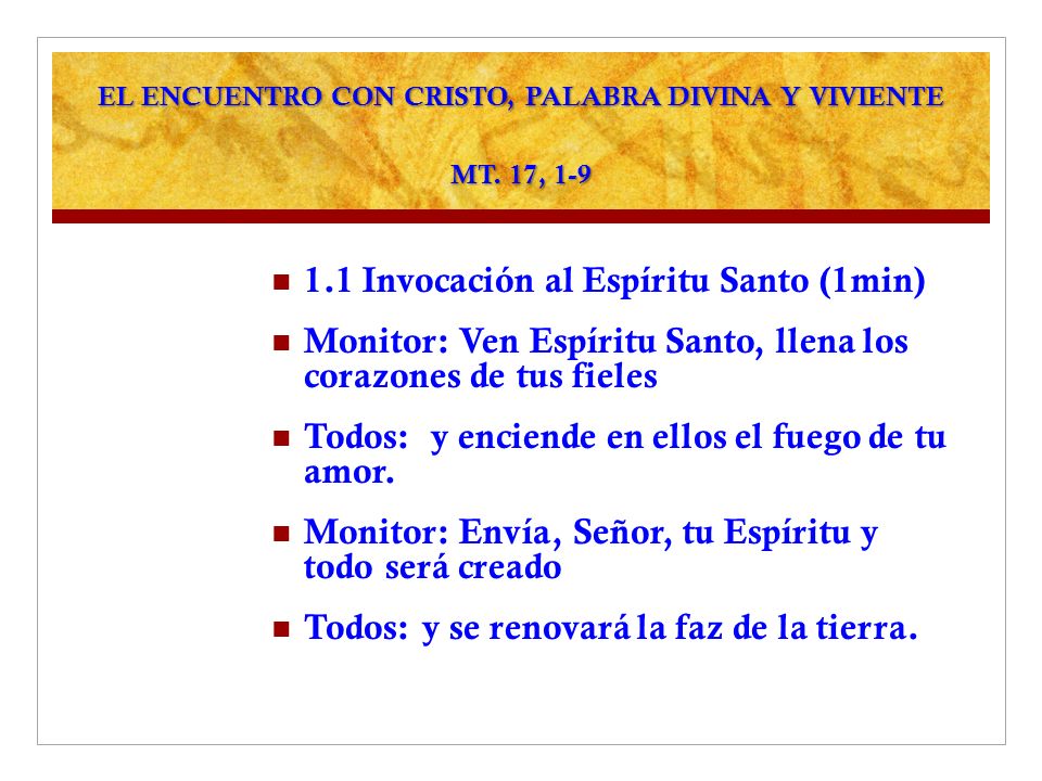 EL ENCUENTRO CON CRISTO, PALABRA DIVINA Y VIVIENTE MT. 17, 1-9