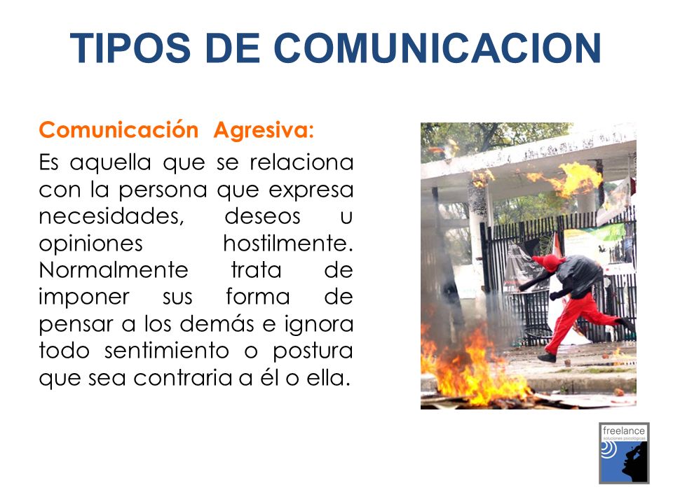 TIPOS DE COMUNICACION Comunicación Agresiva: