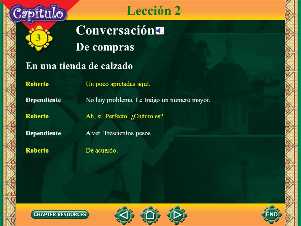 Lección 2 Conversación De compras En una tienda de calzado