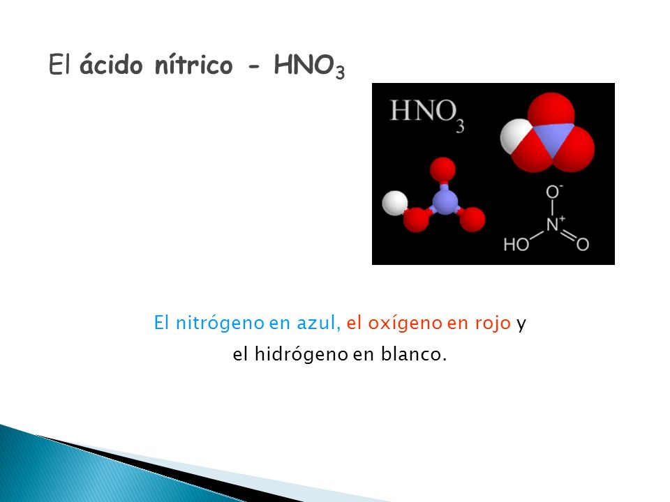 El nitrógeno en azul, el oxígeno en rojo y el hidrógeno en blanco.