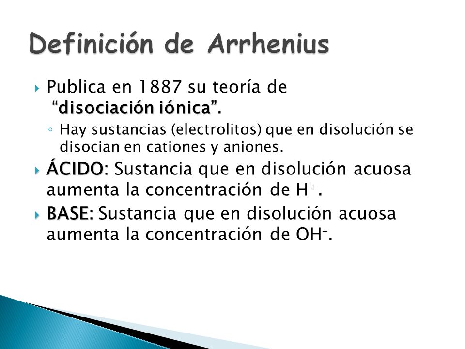 Definición de Arrhenius