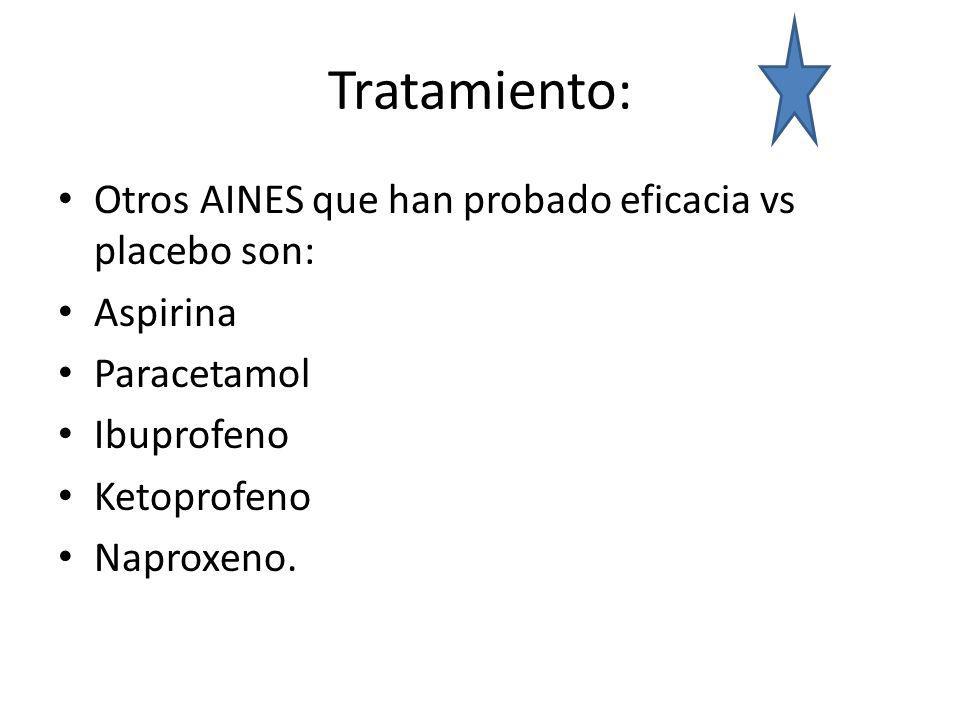 Tratamiento: Otros AINES que han probado eficacia vs placebo son: