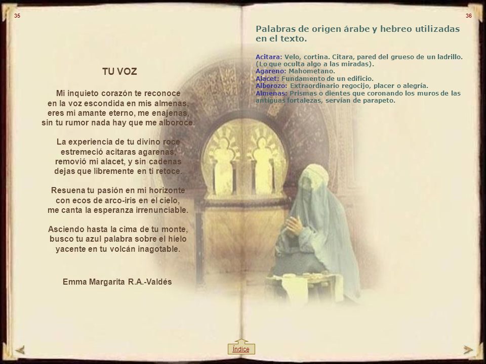 TU VOZ Palabras de origen árabe y hebreo utilizadas en el texto.