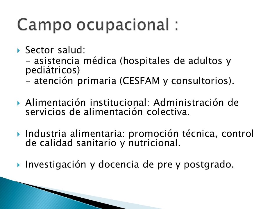 Campo ocupacional : Sector salud: