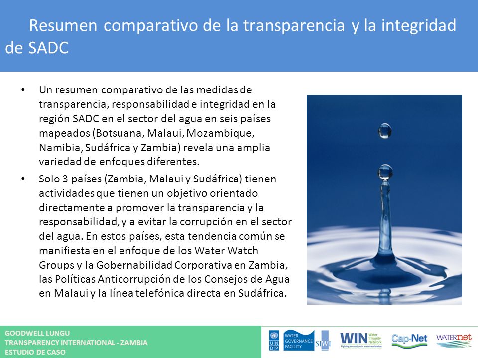 Resumen comparativo de la transparencia y la integridad de SADC