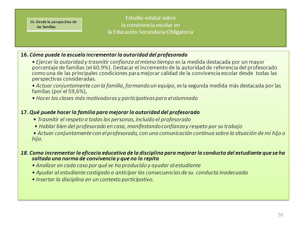 16. Cómo puede la escuela incrementar la autoridad del profesorado