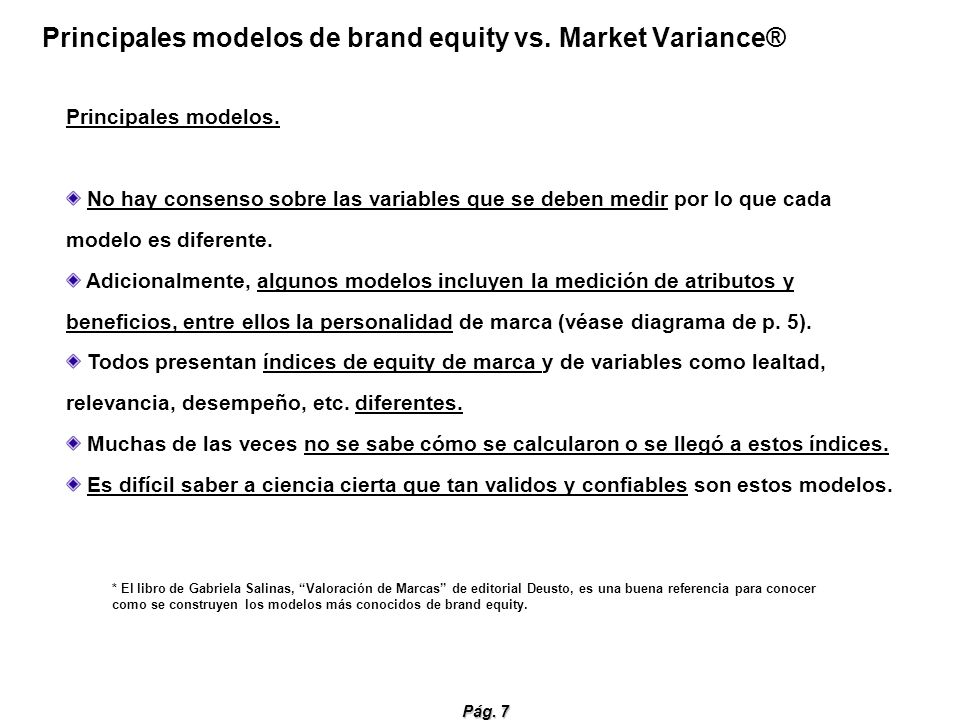 Principales modelos de brand equity vs. Market Variance®