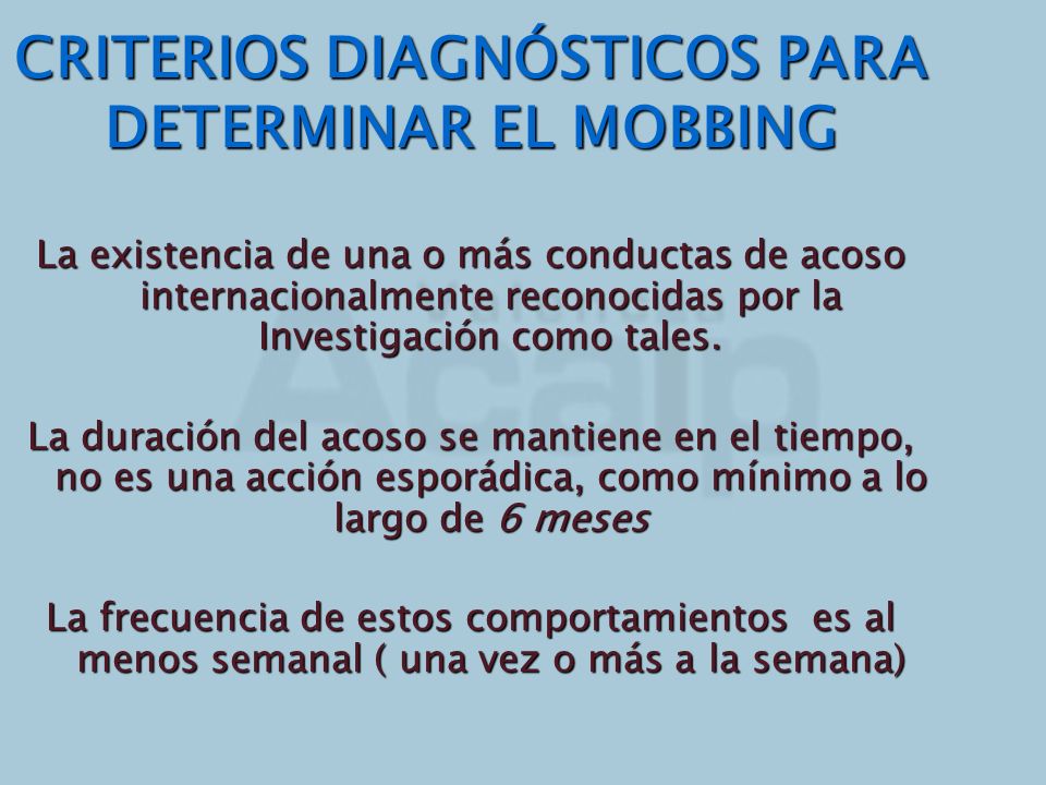 CRITERIOS DIAGNÓSTICOS PARA DETERMINAR EL MOBBING