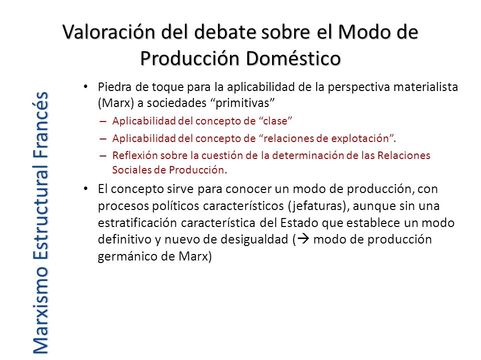 Valoración del debate sobre el Modo de Producción Doméstico