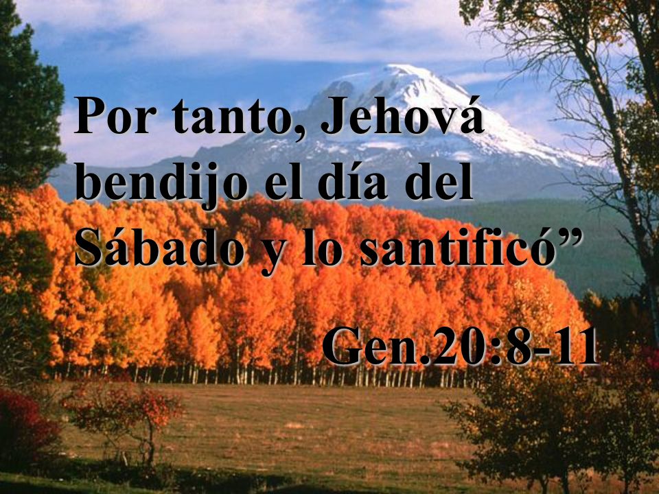 Por tanto, Jehová bendijo el día del Sábado y lo santificó