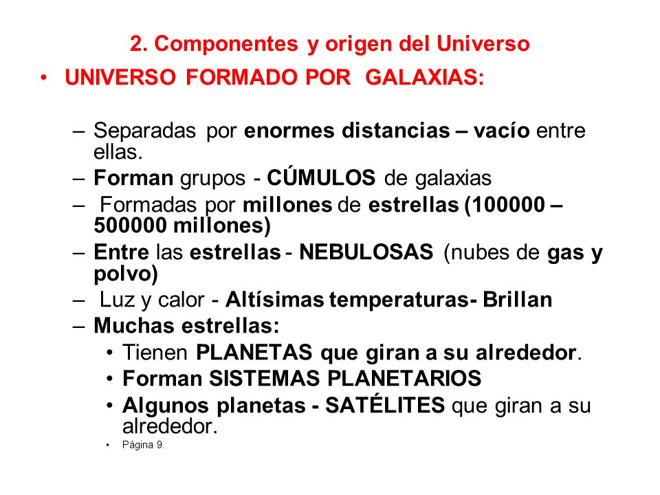 2. Componentes y origen del Universo