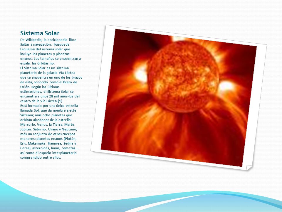 Sistema Solar De Wikipedia, la enciclopedia libre Saltar a navegación, búsqueda Esquema del sistema solar que incluye los planetas y planetas enanos.