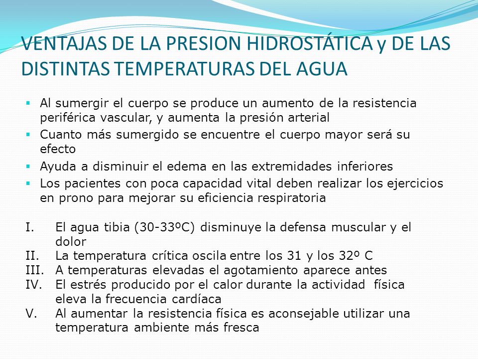 VENTAJAS DE LA PRESION HIDROSTÁTICA y DE LAS DISTINTAS TEMPERATURAS DEL AGUA