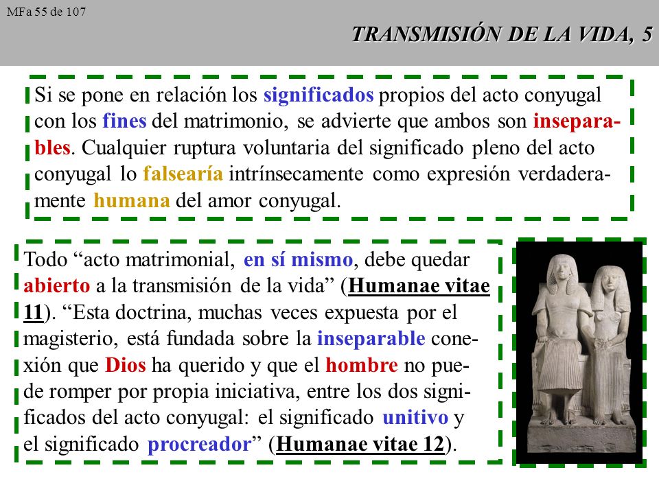 Si se pone en relación los significados propios del acto conyugal