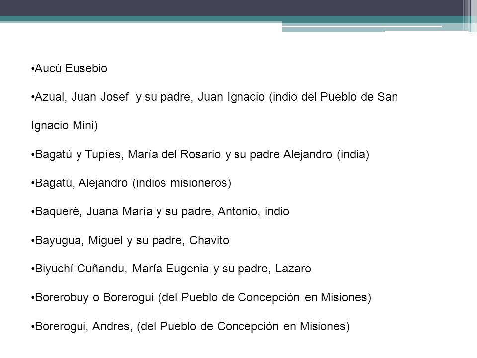 Aucù Eusebio Azual, Juan Josef y su padre, Juan Ignacio (indio del Pueblo de San Ignacio Mini)