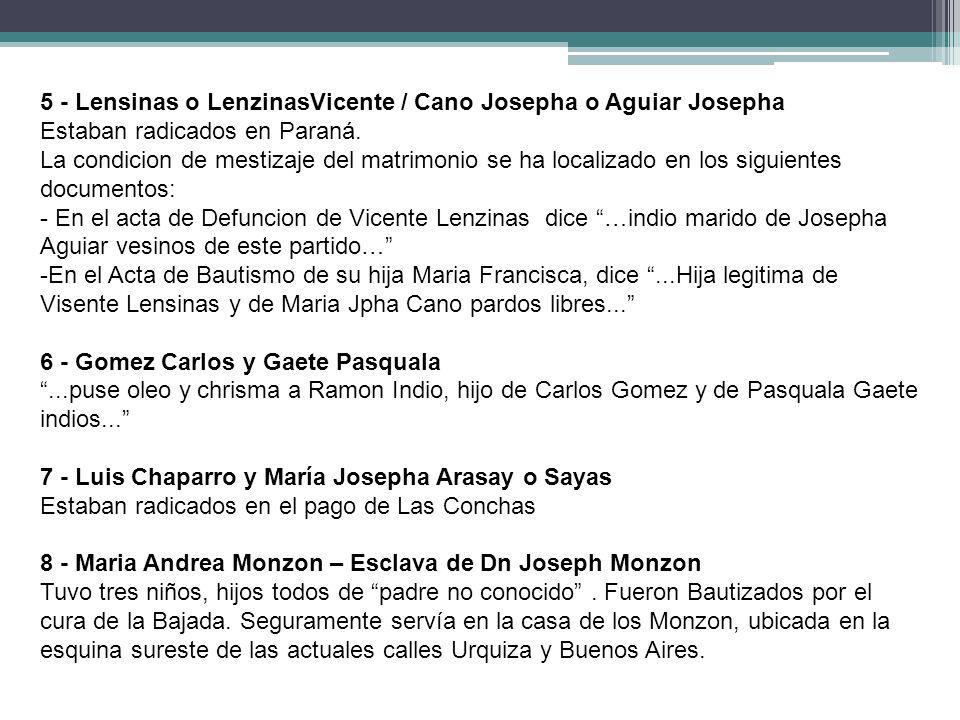 5 - Lensinas o LenzinasVicente / Cano Josepha o Aguiar Josepha