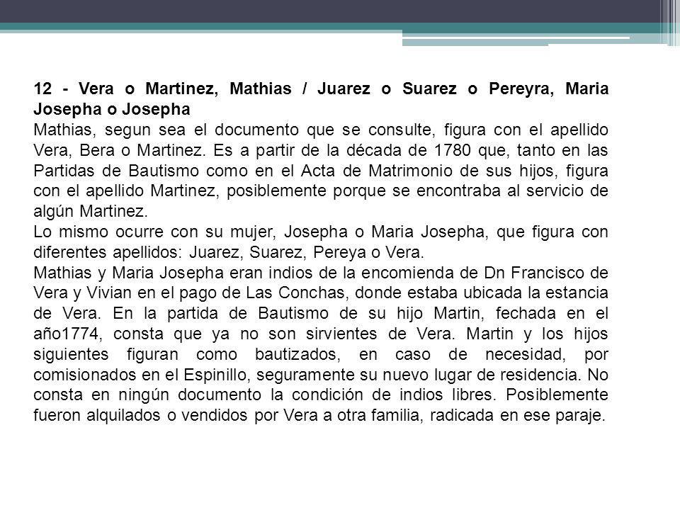 12 - Vera o Martinez, Mathias / Juarez o Suarez o Pereyra, Maria Josepha o Josepha