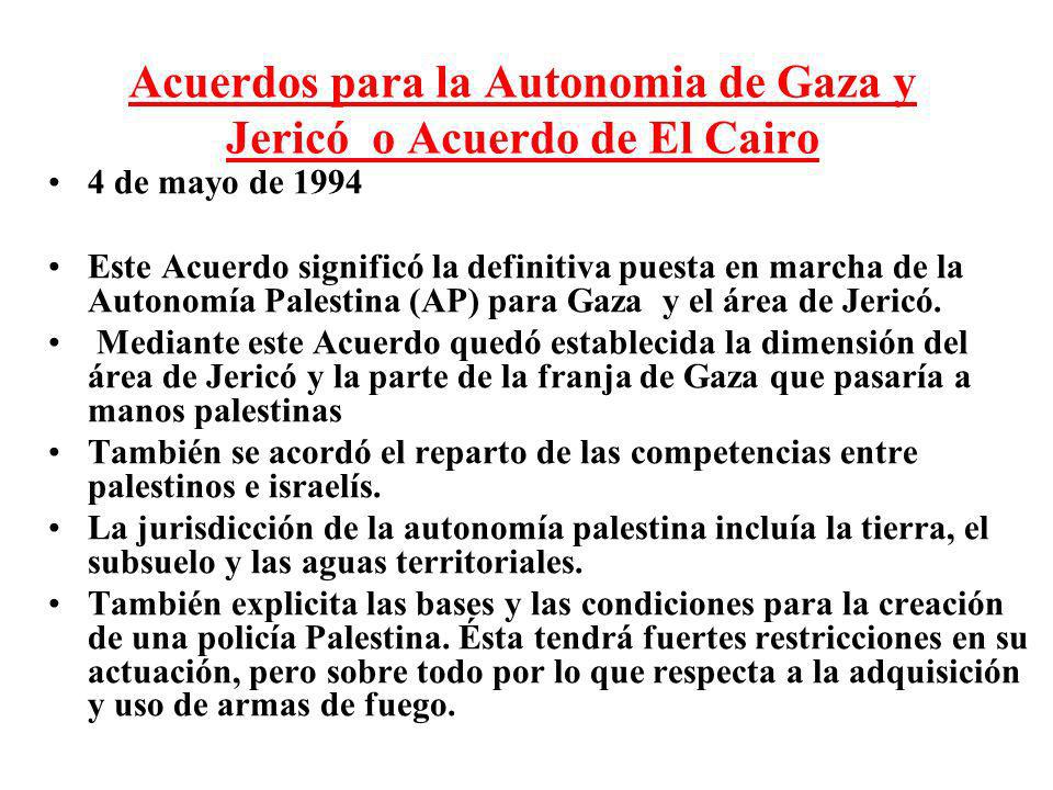 Acuerdos para la Autonomia de Gaza y Jericó o Acuerdo de El Cairo