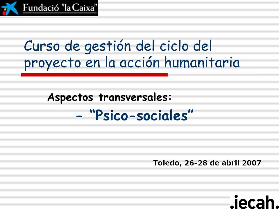 Curso de gestión del ciclo del proyecto en la acción humanitaria