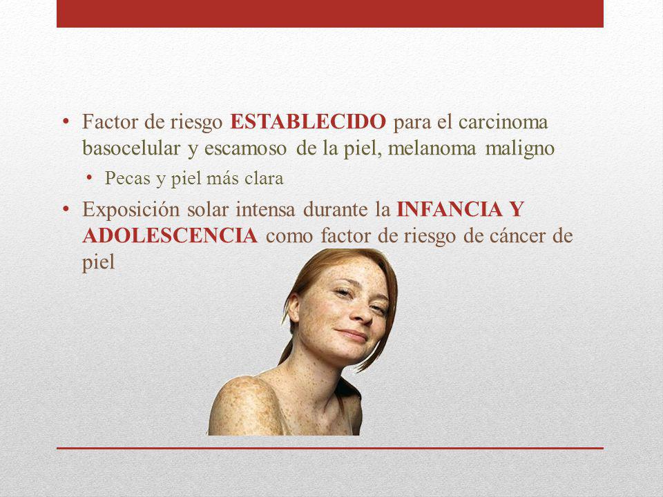 Factor de riesgo ESTABLECIDO para el carcinoma basocelular y escamoso de la piel, melanoma maligno