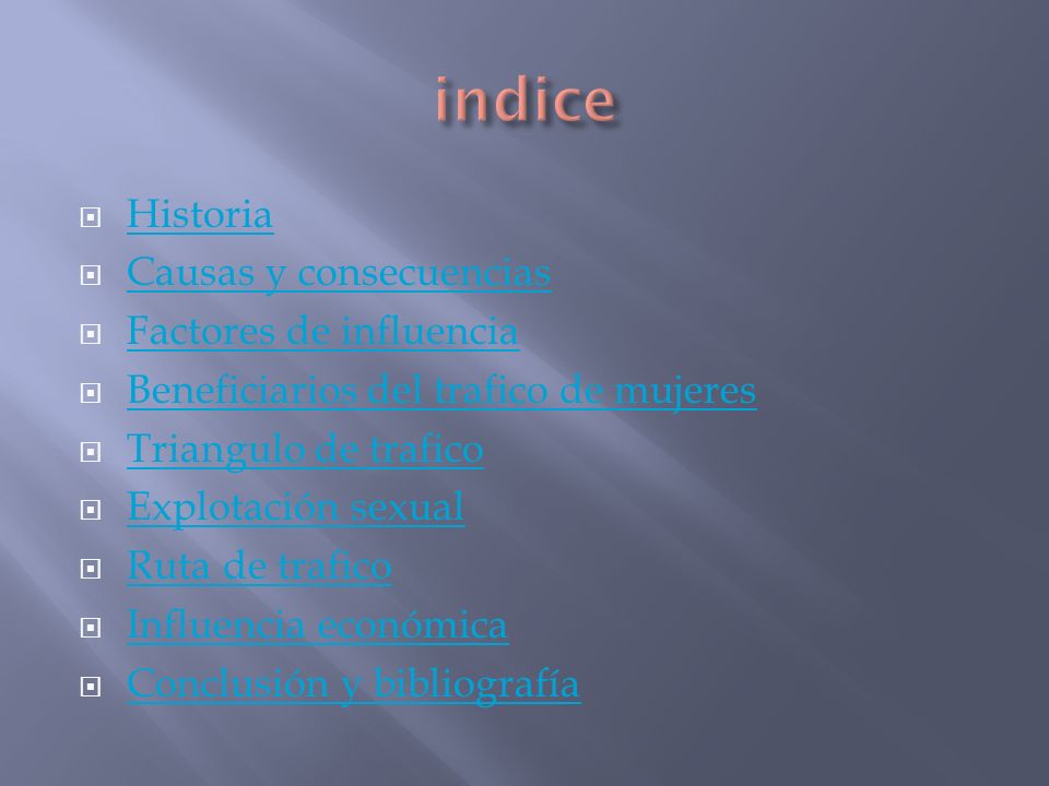 indice Historia Causas y consecuencias Factores de influencia