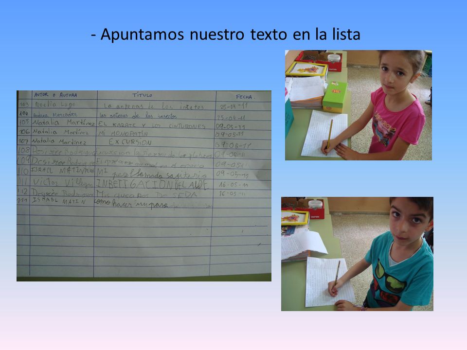 - Apuntamos nuestro texto en la lista