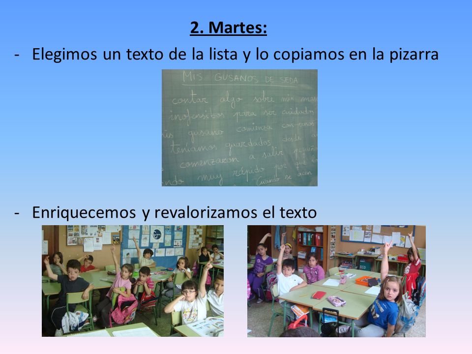2. Martes: Elegimos un texto de la lista y lo copiamos en la pizarra.