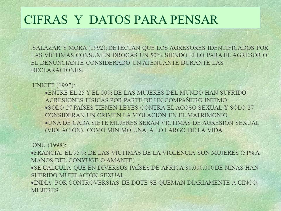 CIFRAS Y DATOS PARA PENSAR