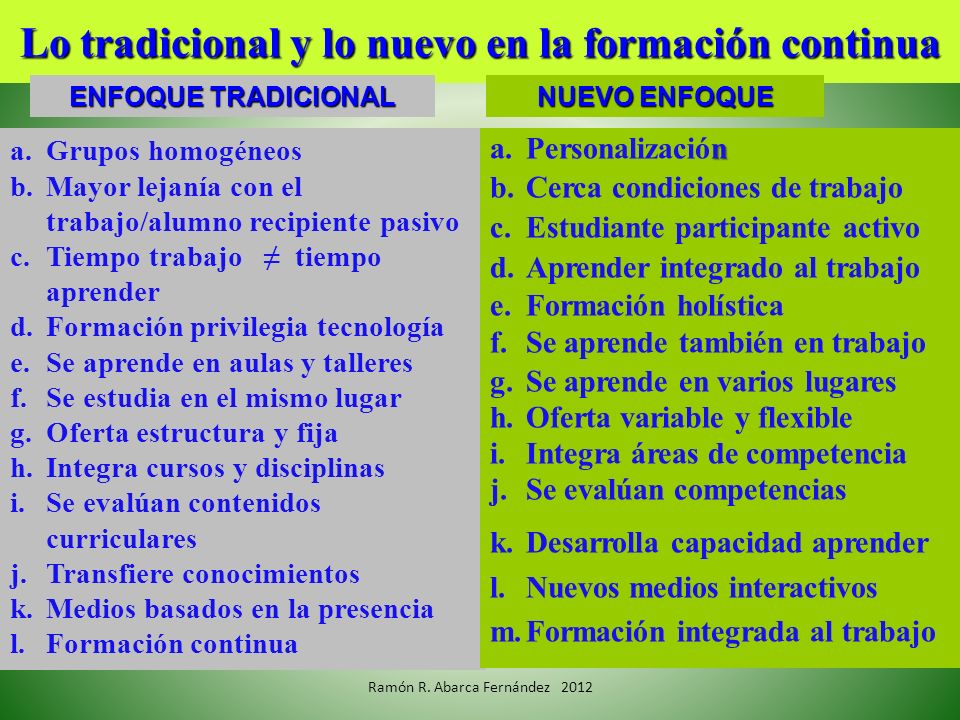 Lo tradicional y lo nuevo en la formación continua