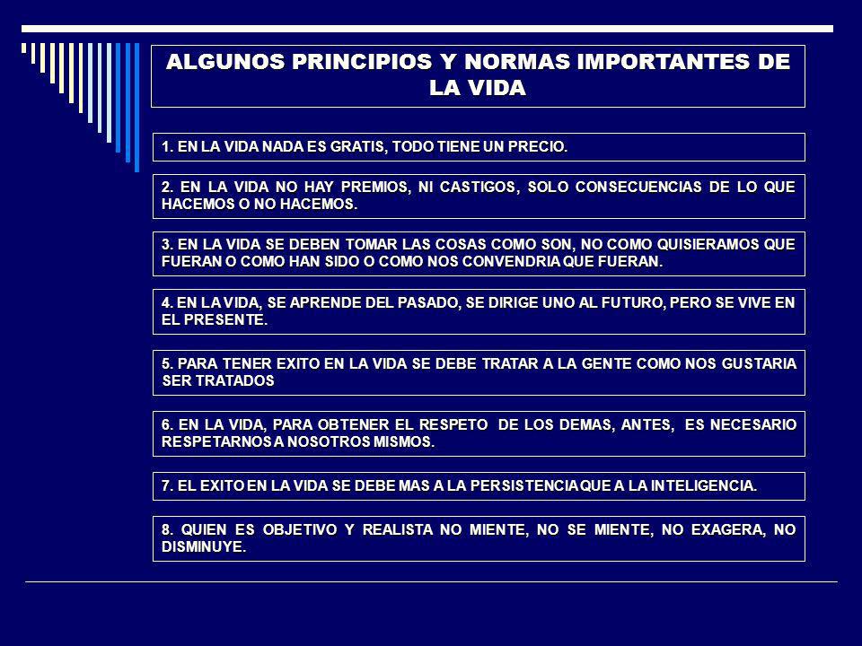 ALGUNOS PRINCIPIOS Y NORMAS IMPORTANTES DE LA VIDA