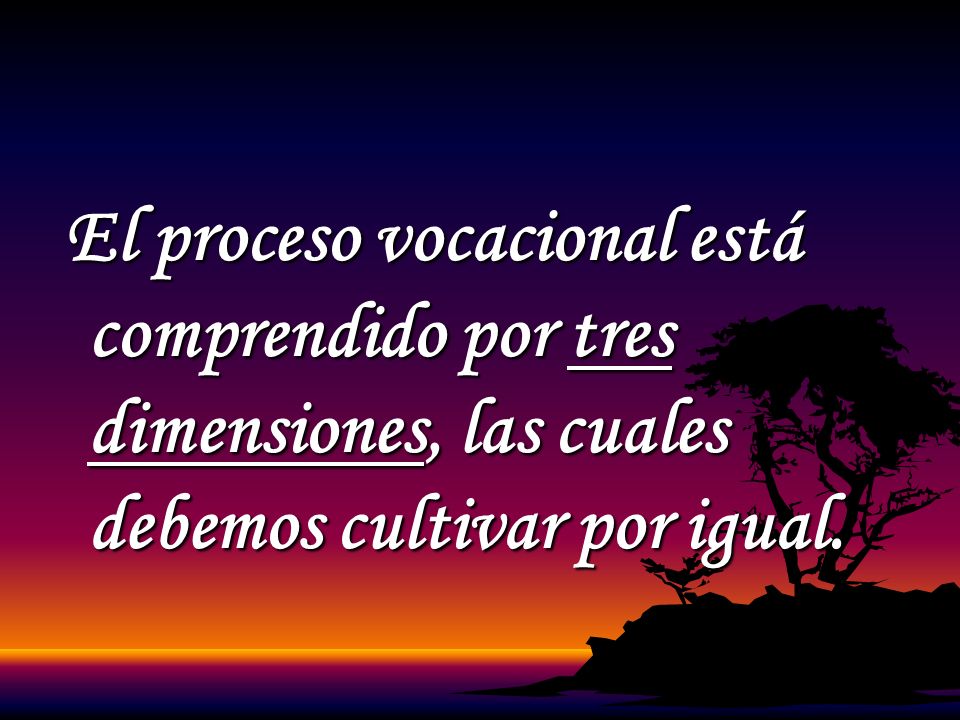 El proceso vocacional está comprendido por tres dimensiones, las cuales debemos cultivar por igual.