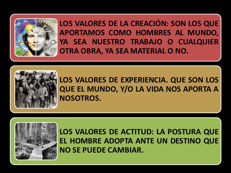 LOS VALORES DE LA CREACIÓN: SON LOS QUE APORTAMOS COMO HOMBRES AL MUNDO, YA SEA NUESTRO TRABAJO O CUALQUIER OTRA OBRA, YA SEA MATERIAL O NO.