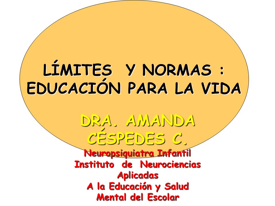 LÍMITES Y NORMAS : EDUCACIÓN PARA LA VIDA DRA. AMANDA CÉSPEDES C.