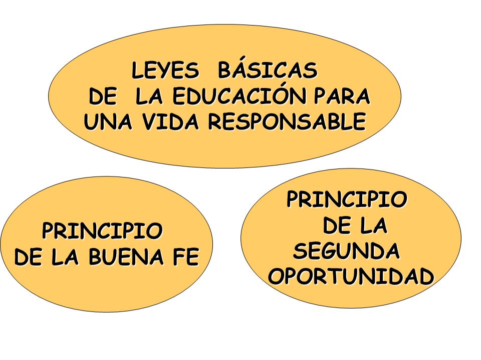 LEYES BÁSICAS DE LA EDUCACIÓN PARA. UNA VIDA RESPONSABLE. PRINCIPIO. DE LA. SEGUNDA. OPORTUNIDAD.