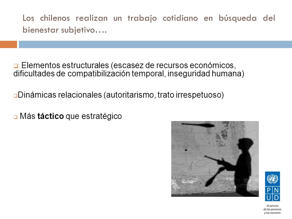 Los chilenos realizan un trabajo cotidiano en búsqueda del bienestar subjetivo….