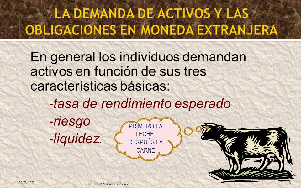 LA DEMANDA DE ACTIVOS Y LAS OBLIGACIONES EN MONEDA EXTRANJERA