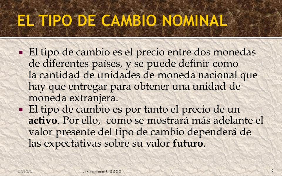 EL TIPO DE CAMBIO NOMINAL