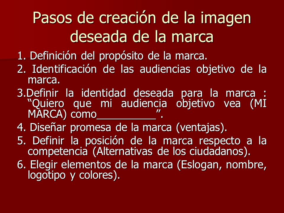Pasos de creación de la imagen deseada de la marca