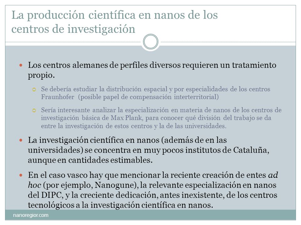La producción científica en nanos de los centros de investigación