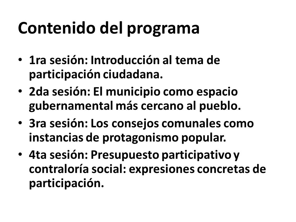 Contenido del programa