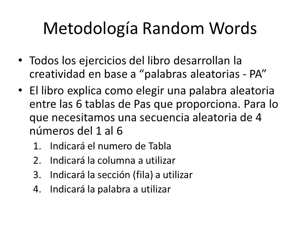 Metodología Random Words