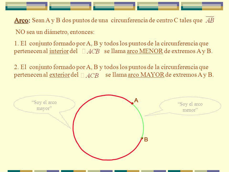 Arco: Sean A y B dos puntos de una circunferencia de centro C tales que