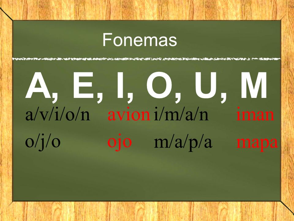 A, E, I, O, U, M a/v/i/o/n avion i/m/a/n iman o/j/o ojo m/a/p/a mapa