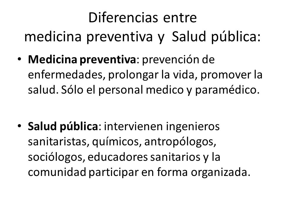 Diferencias entre medicina preventiva y Salud pública: