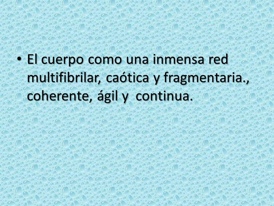 El cuerpo como una inmensa red multifibrilar, caótica y fragmentaria