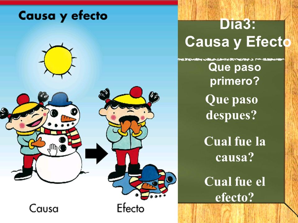 Dia3: Causa y Efecto Que paso despues Cual fue la causa