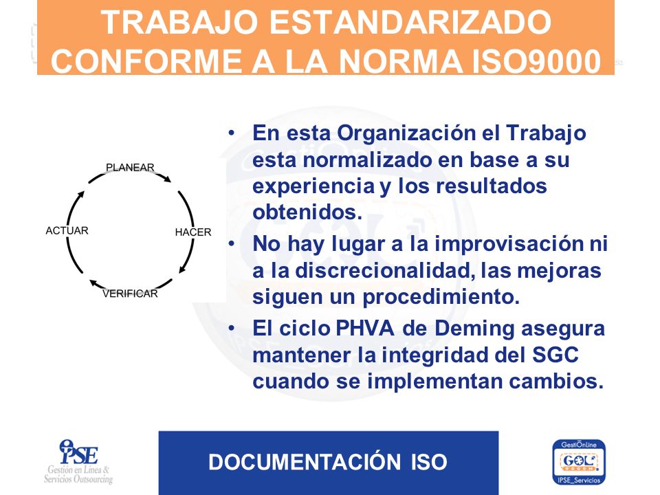 TRABAJO ESTANDARIZADO CONFORME A LA NORMA ISO9000